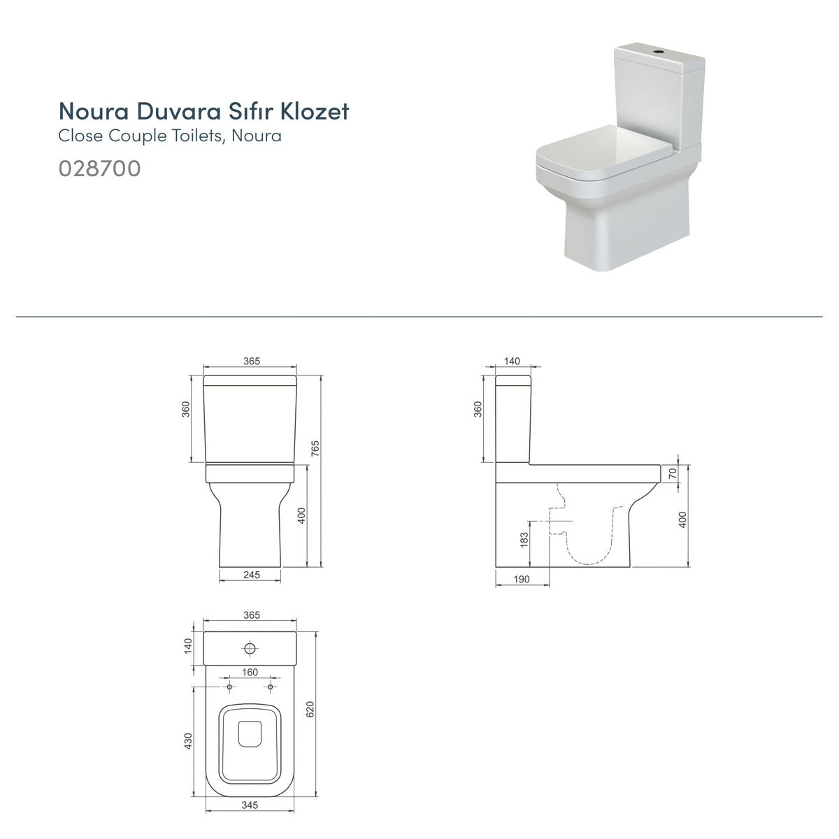 Noura Duvara Sıfır Klozet + Yavaş Kapanan Duroplast (UF) Kapak