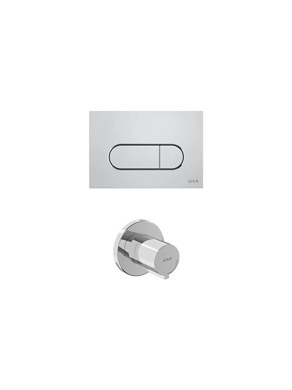 VitrA V-Fix Prime 8 Cm Gömme Rezervuar Seti Mat Krom Basma Paneli ve Ankastre Stop Valf Dahil (800-2030)