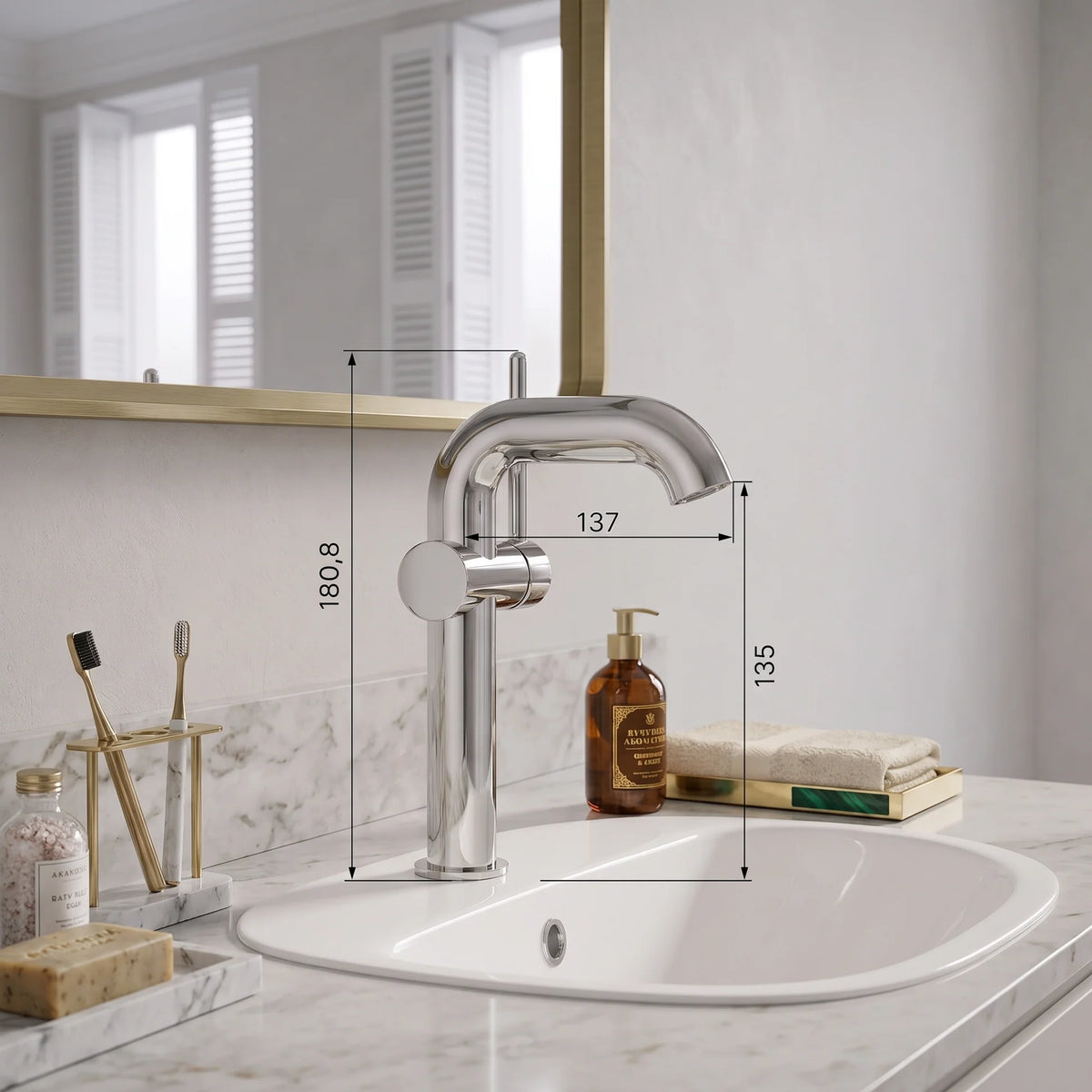 Adell Eterno F Yandan Kollu Regular Lavabo Bataryası - Teknik Ölçüler