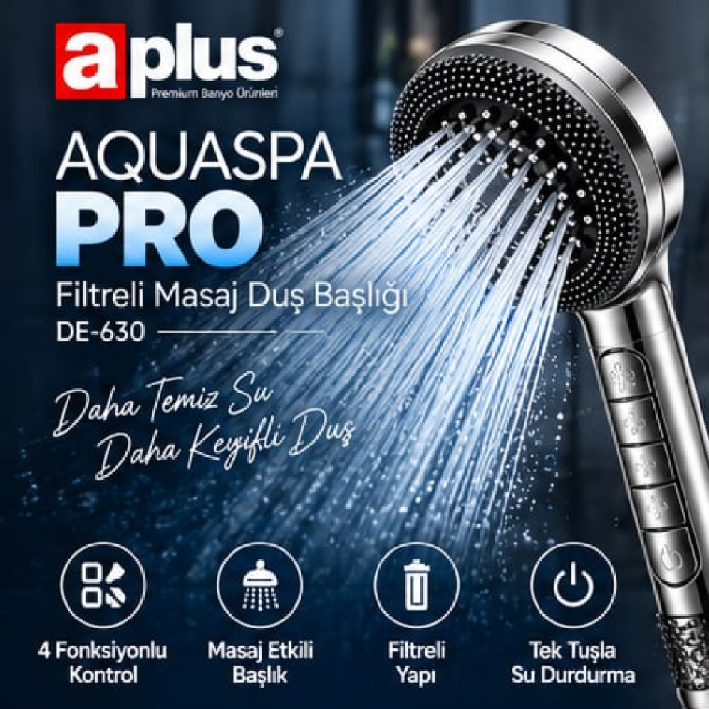 AQUASPA PRO filtreli masaj duş başlığı su akışı ve fonksiyonları
