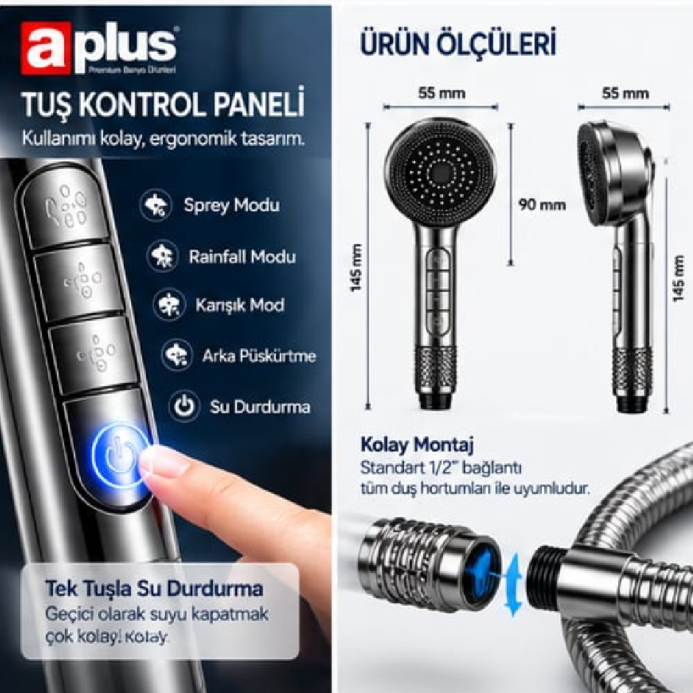 AQUASPA PRO kontrol tuşları ve bağlantı bilgileri