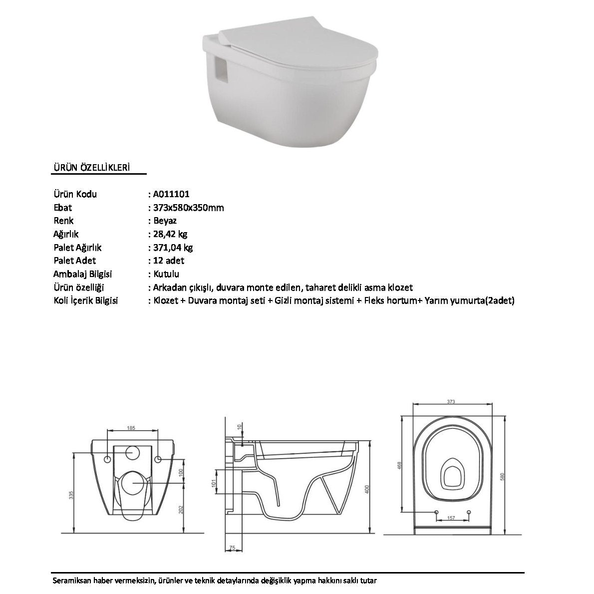 Terra Asma Klozet + Duroplast Soft Kapak