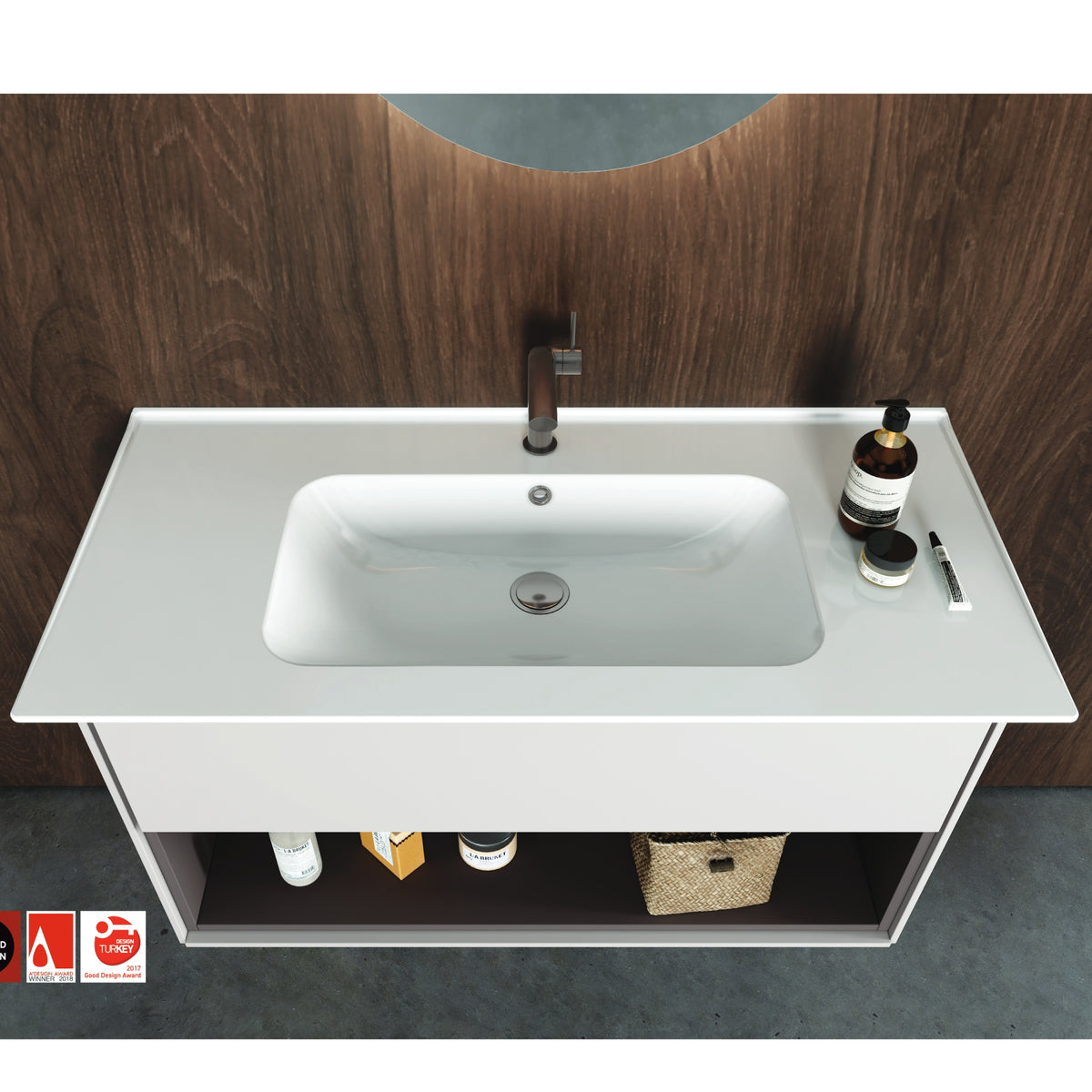 Blue Etajerli Lavabo 50x36,5 Cm Beyaz