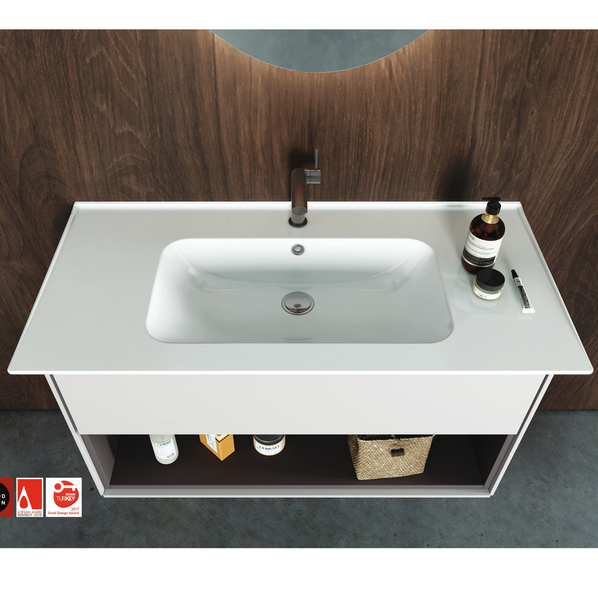 Blue Etajerli Lavabo 65x47 Cm Beyaz