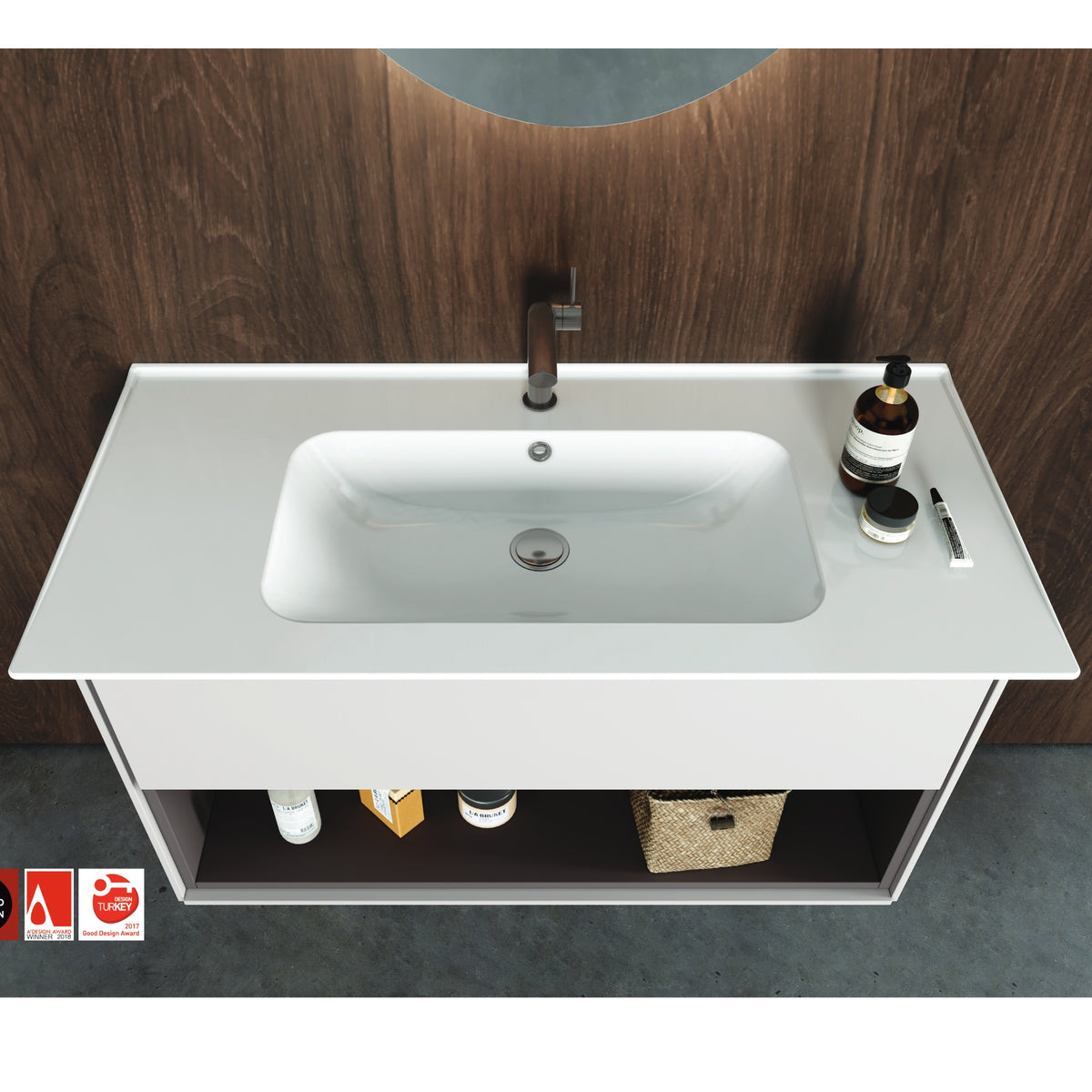 Blue Etajerli Lavabo 80x47 Cm Beyaz