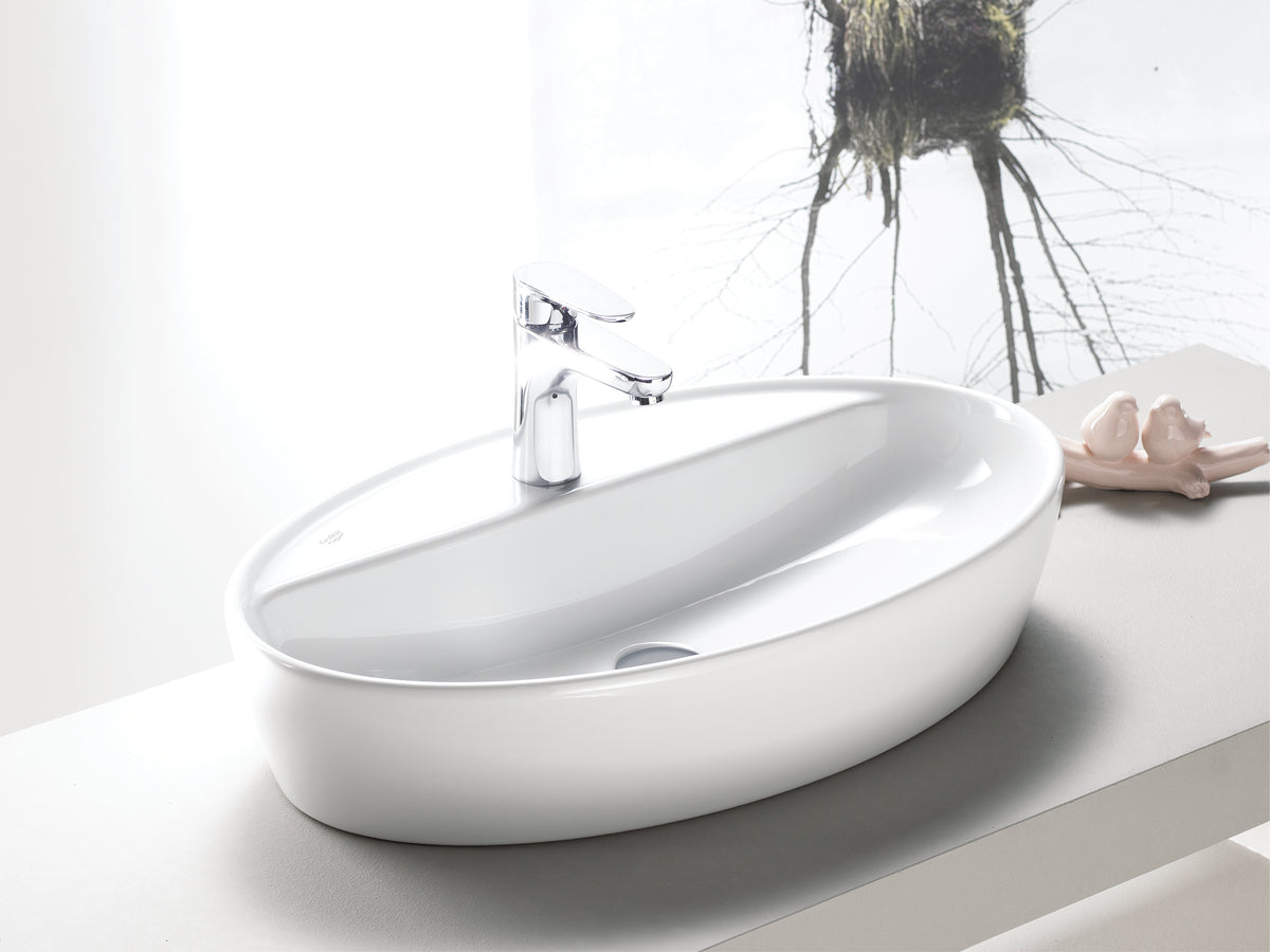 One Tezgah Üstü Lavabo 67x42 Cm Beyaz (Batarya Delikli)