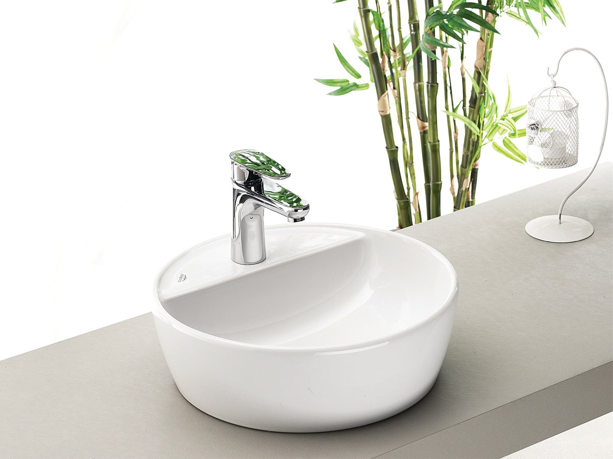 One Tezgah Üstü Lavabo Ø42 Cm Beyaz (Batarya Delikli)