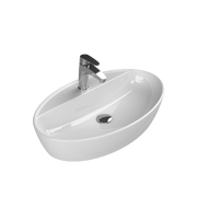 One Tezgah Üstü Lavabo 67x42 Cm Beyaz (Batarya Delikli)