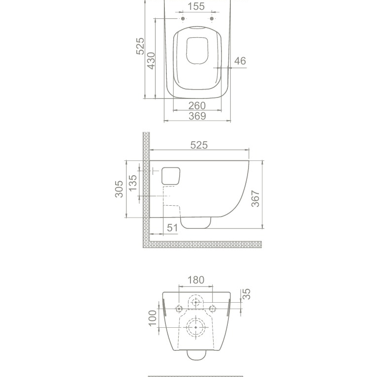 Aqua Rimless Asma Klozet + Yavaş Kapanan Duroplast (UF) Kapak