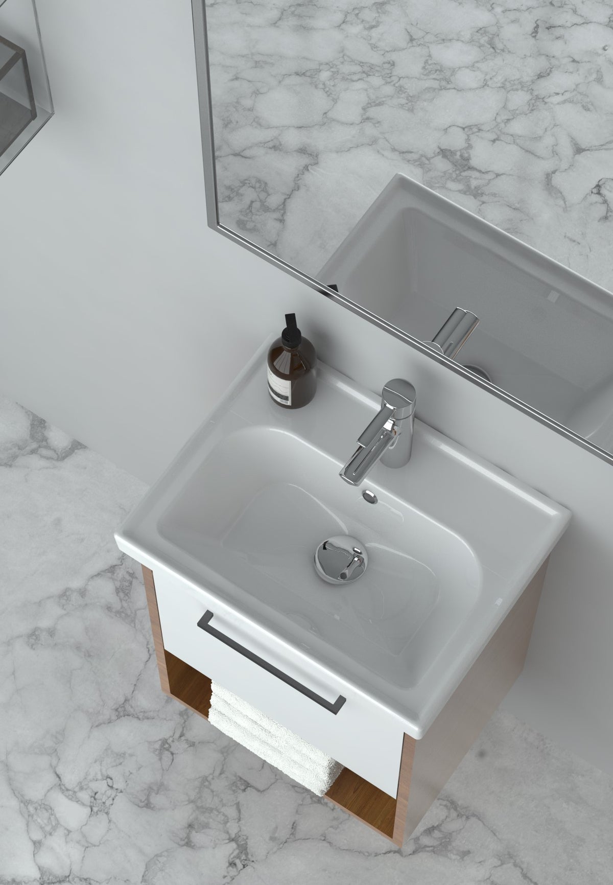 Frame Etajerli Lavabo 50x38 Cm Beyaz
