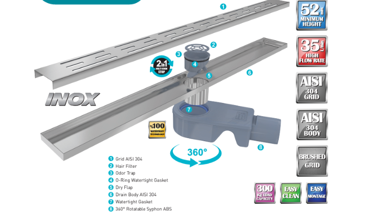 Valtemo Ritmoline Base Lineer Duş Gideri 40 cm