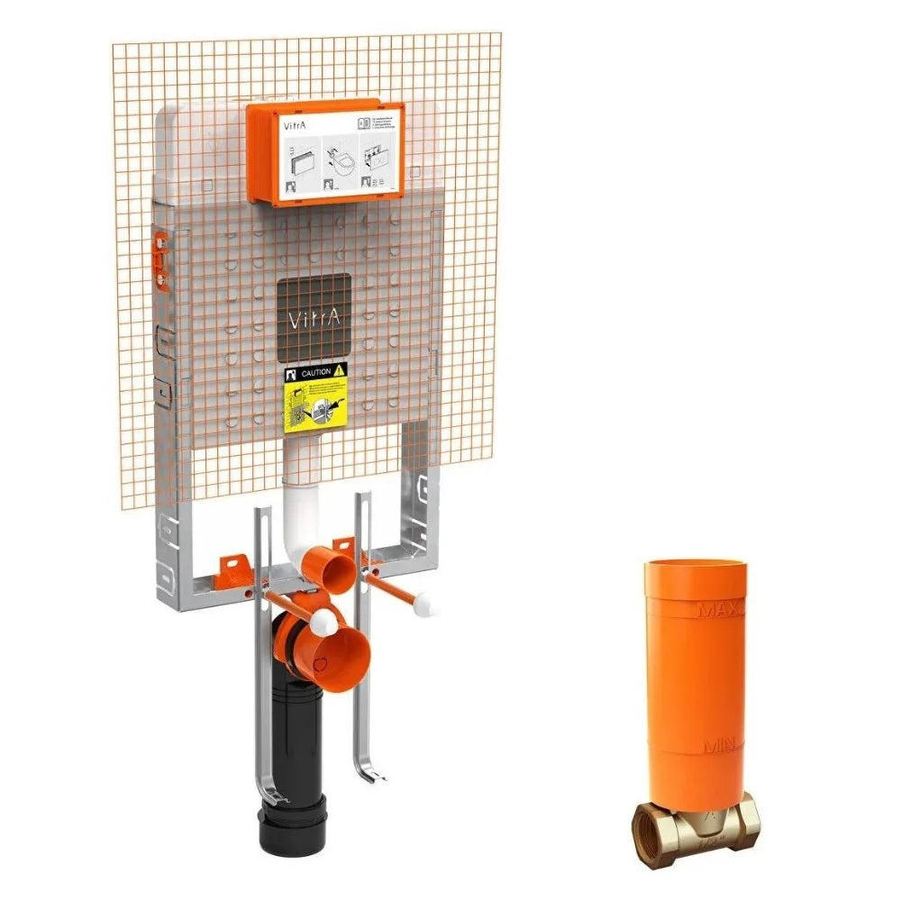 VitrA V-Fix Prime 8 Cm Gömme Rezervuar Seti Mat Krom Basma Paneli ve Ankastre Stop Valf Dahil (800-2030)